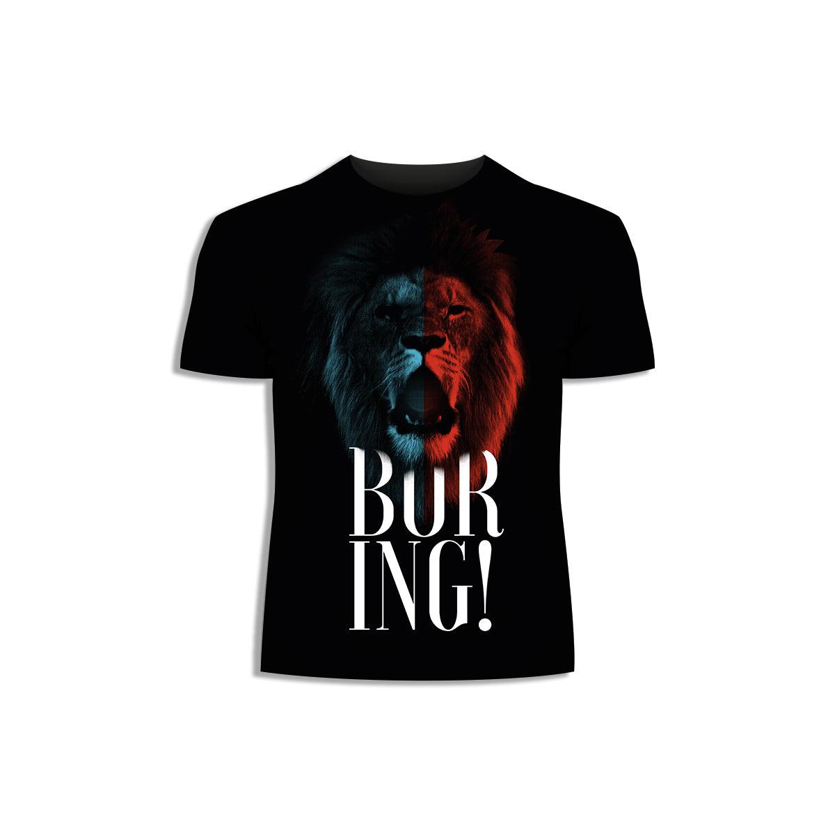 Boring Lion - Halftone Animal Boring T-Shirt - Kuzi Tees