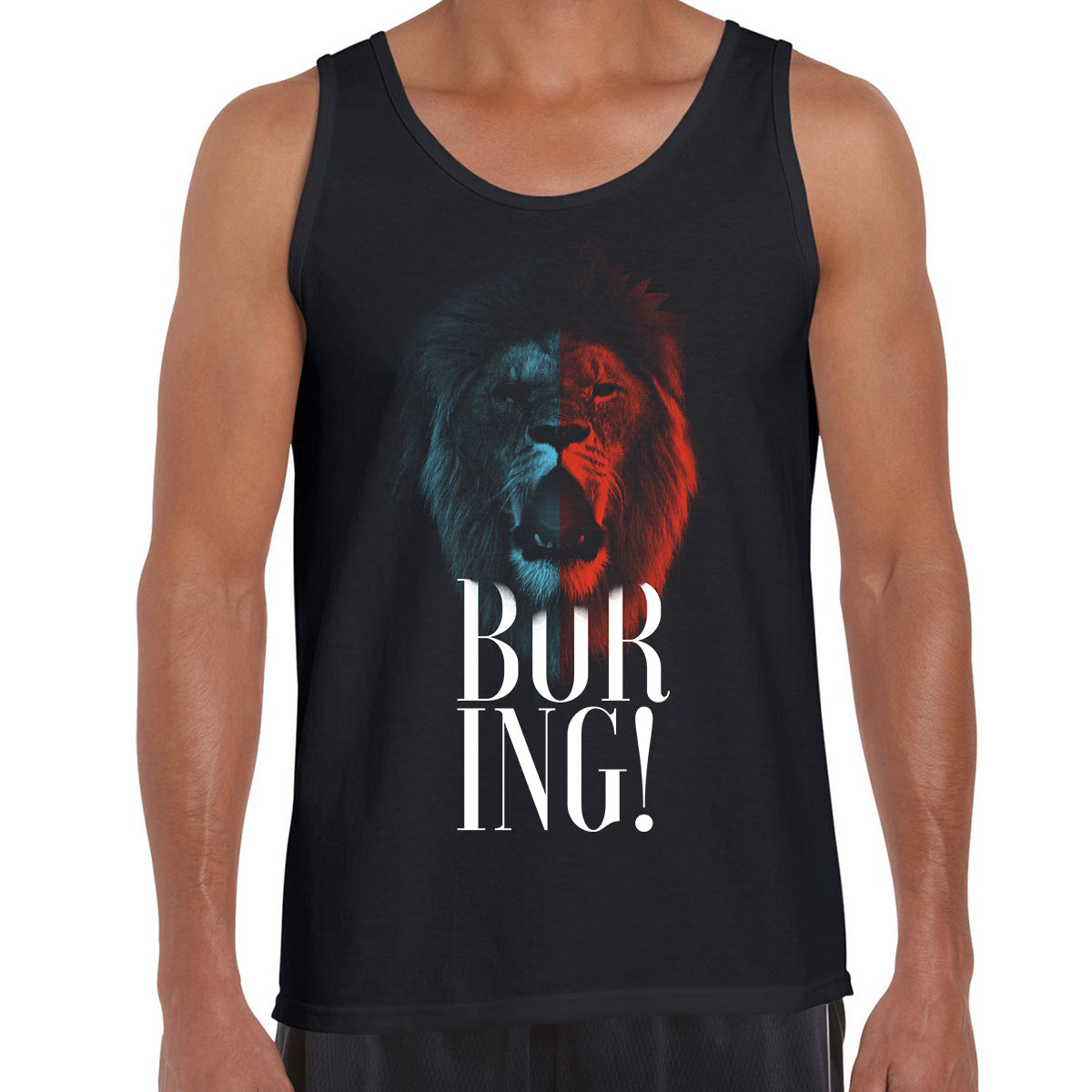 Lion halftone Animal Boring Tank Top - Kuzi Tees