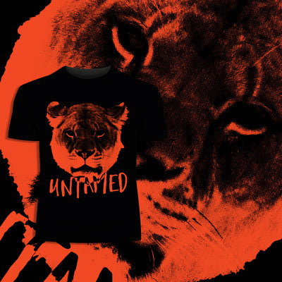 Rock On Lion - Halftone Animal Untamed T-Shirt - Kuzi Tees