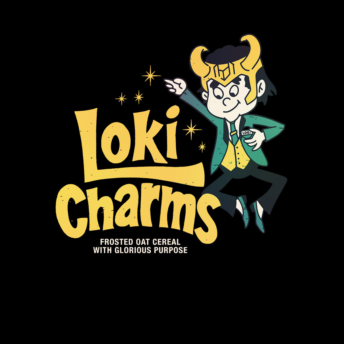 Loki Charms Frosted oat Cereal With Glorious Purpose - Kuzi Tees