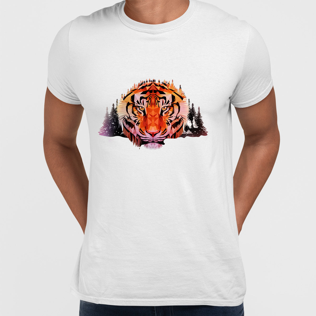 Low Poly Triangular Tiger Head Polygonal Trendy Style - Kuzi Tees