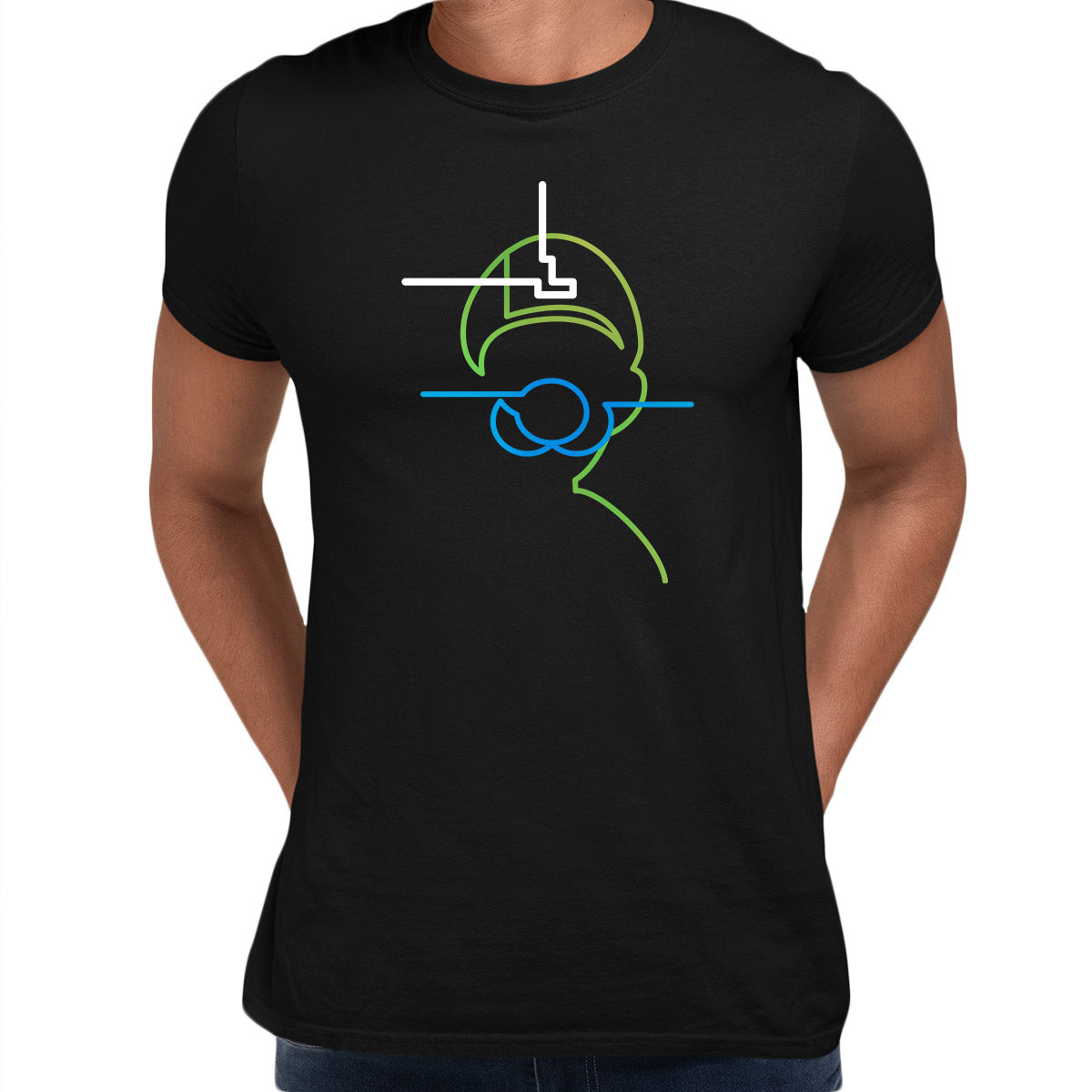 Luggi Super Mario One line drawing Movie Black T-shirt