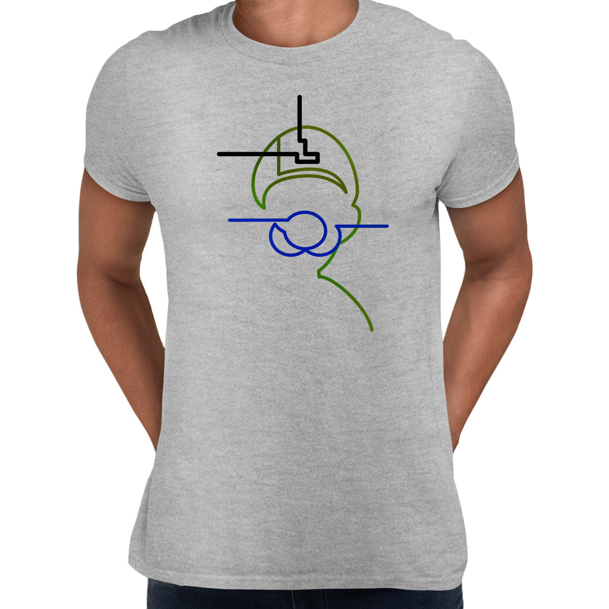Luggi Super Mario One line drawing Movie Grey T-shirt