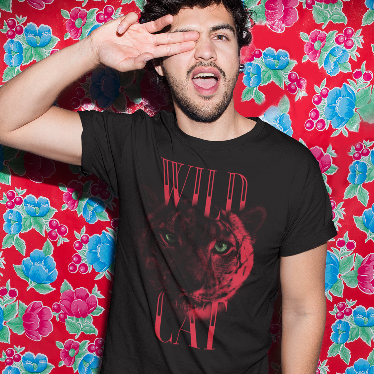 Lynx Live Life on the Wild Side - Halftone Animal Wild Cat T-Shirt - Kuzi Tees