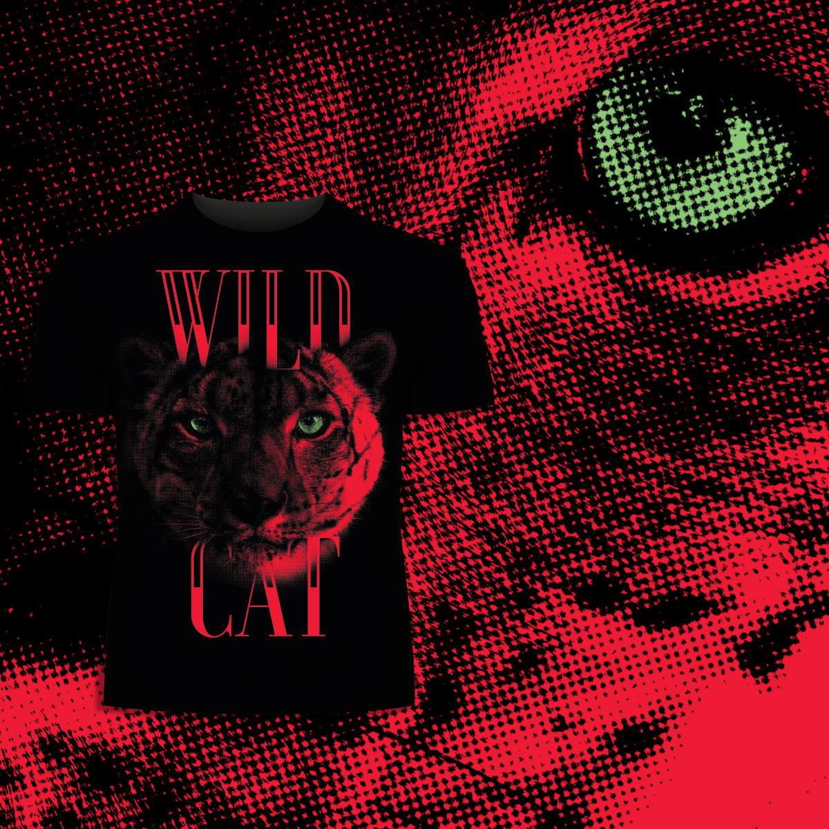 Lynx Live Life on the Wild Side - Halftone Animal Wild Cat T-Shirt - Kuzi Tees