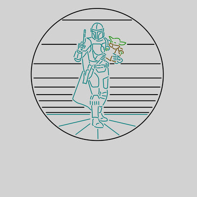 Mando & Grogu Neon Nostalgia Line Design Star wars Kids T-shirt - Kuzi Tees