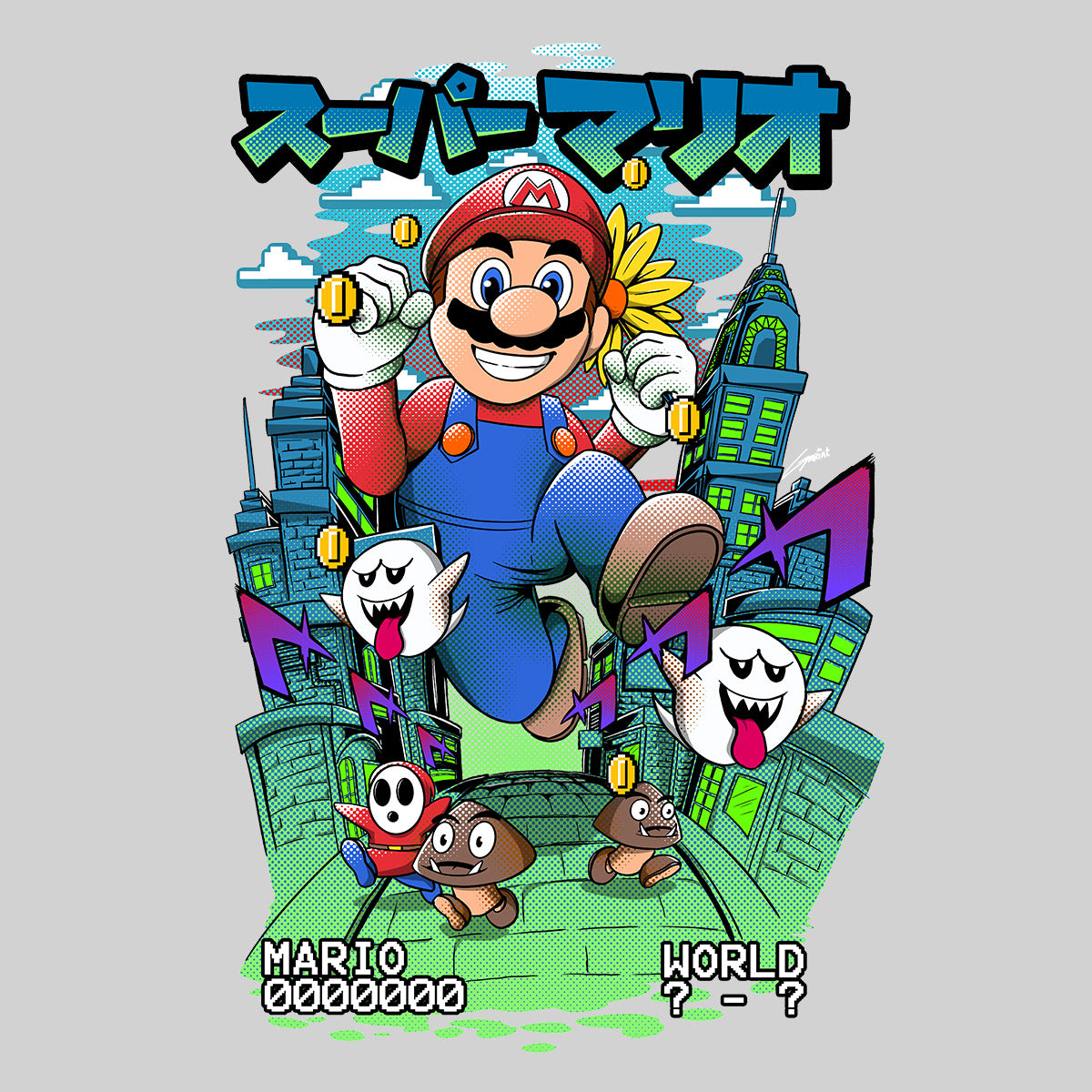 Super Mario Bros Run Nostalgia Gaming T-shirt