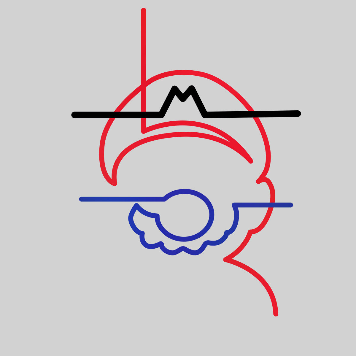 Mario One line drawing Mario Super T-Shirts