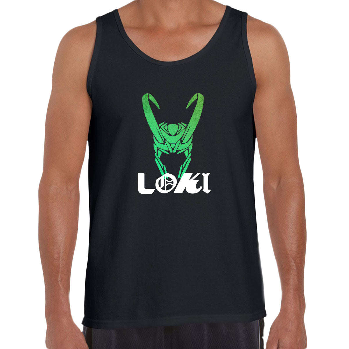 Loki Helmet Marvel Superhero Comic Star Tom Hiddleston Adult Unisex Tank Top - Kuzi Tees