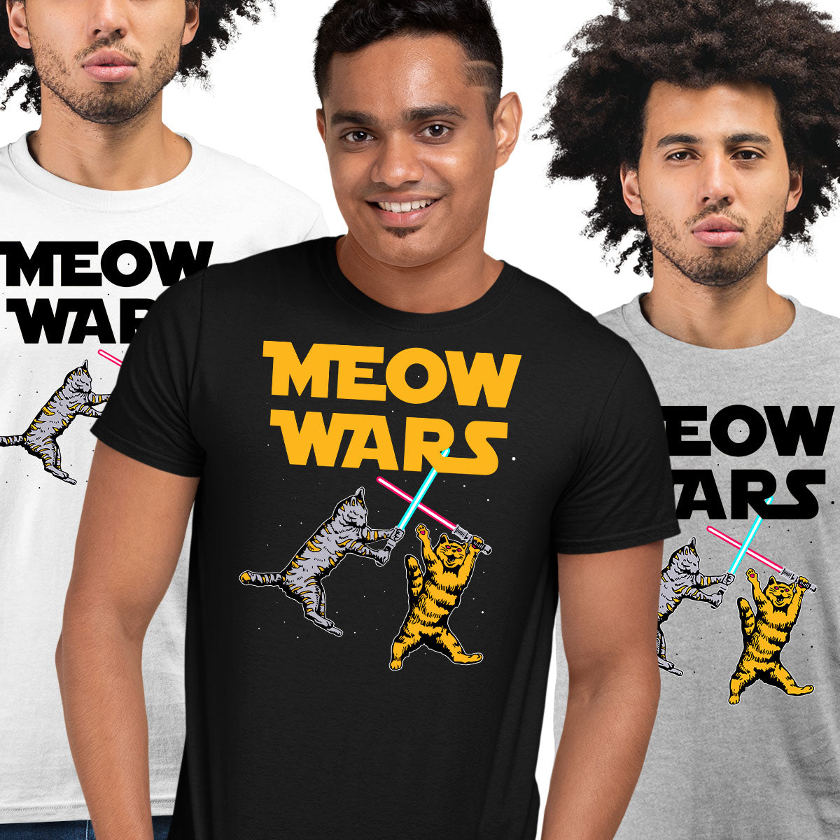 Meow Wars - Funny Cat Lover Gift Unisex T-Shirt - Kuzi Tees