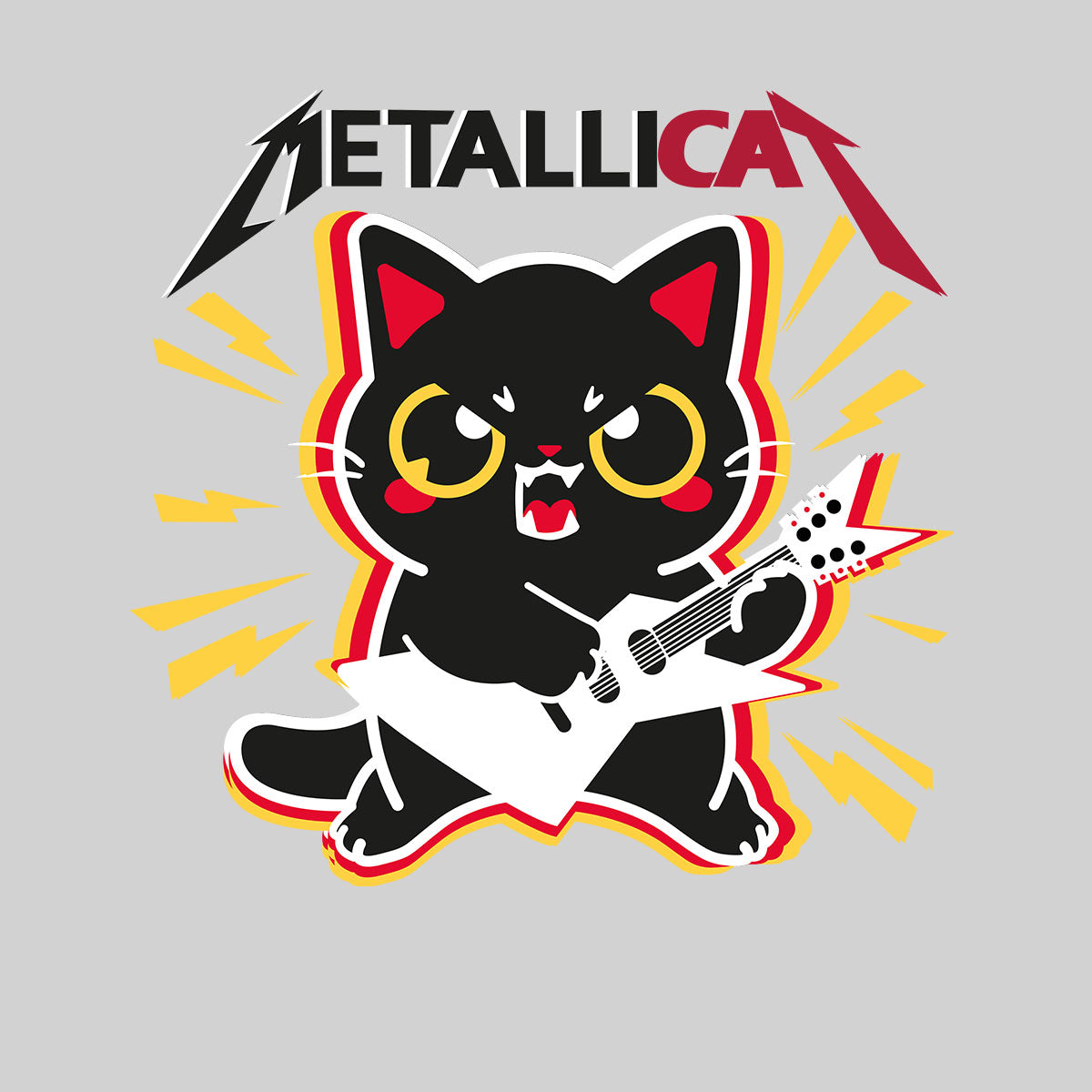 Metalicat T-shirt Funny Cat With the Guitar TV series - Kuzi Tees