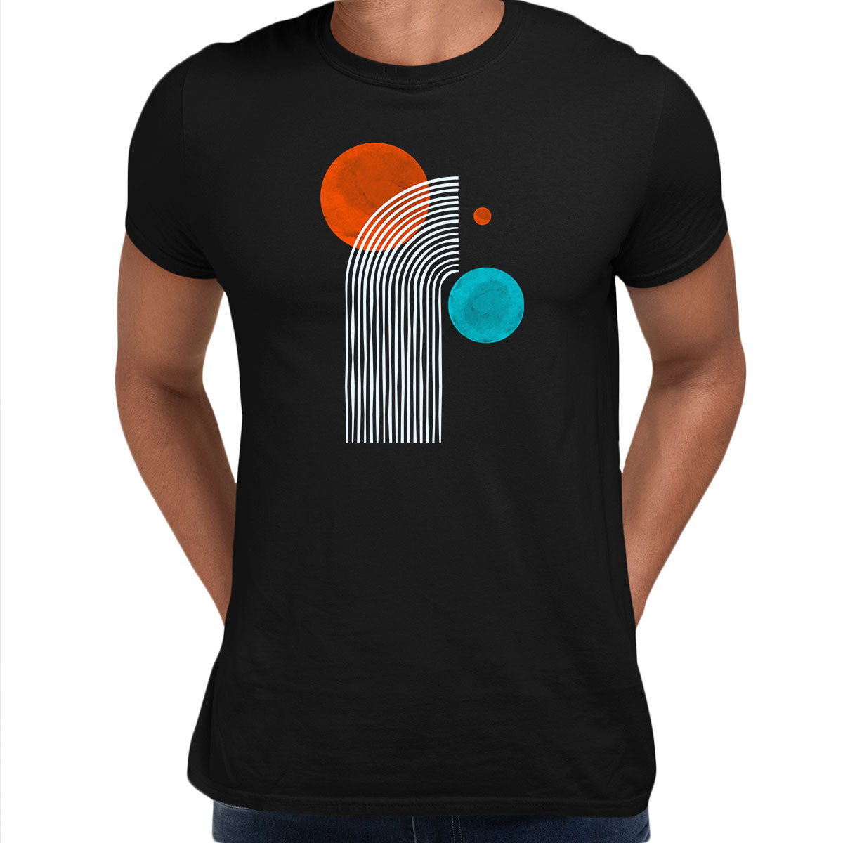 Pop Art Line Drawing T-Shirt Shapes Abstract Design Short Sleeve Funny Male Kids Unisex T-shirt - Kuzi Tees