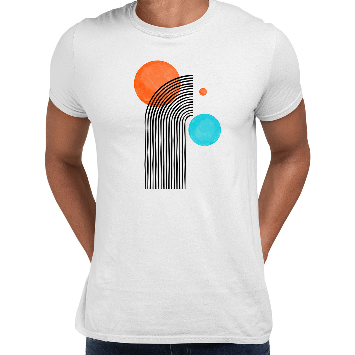 Pop Art Line Drawing T-Shirt Shapes Abstract Design Short Sleeve Funny Male Kids Unisex T-shirt - Kuzi Tees