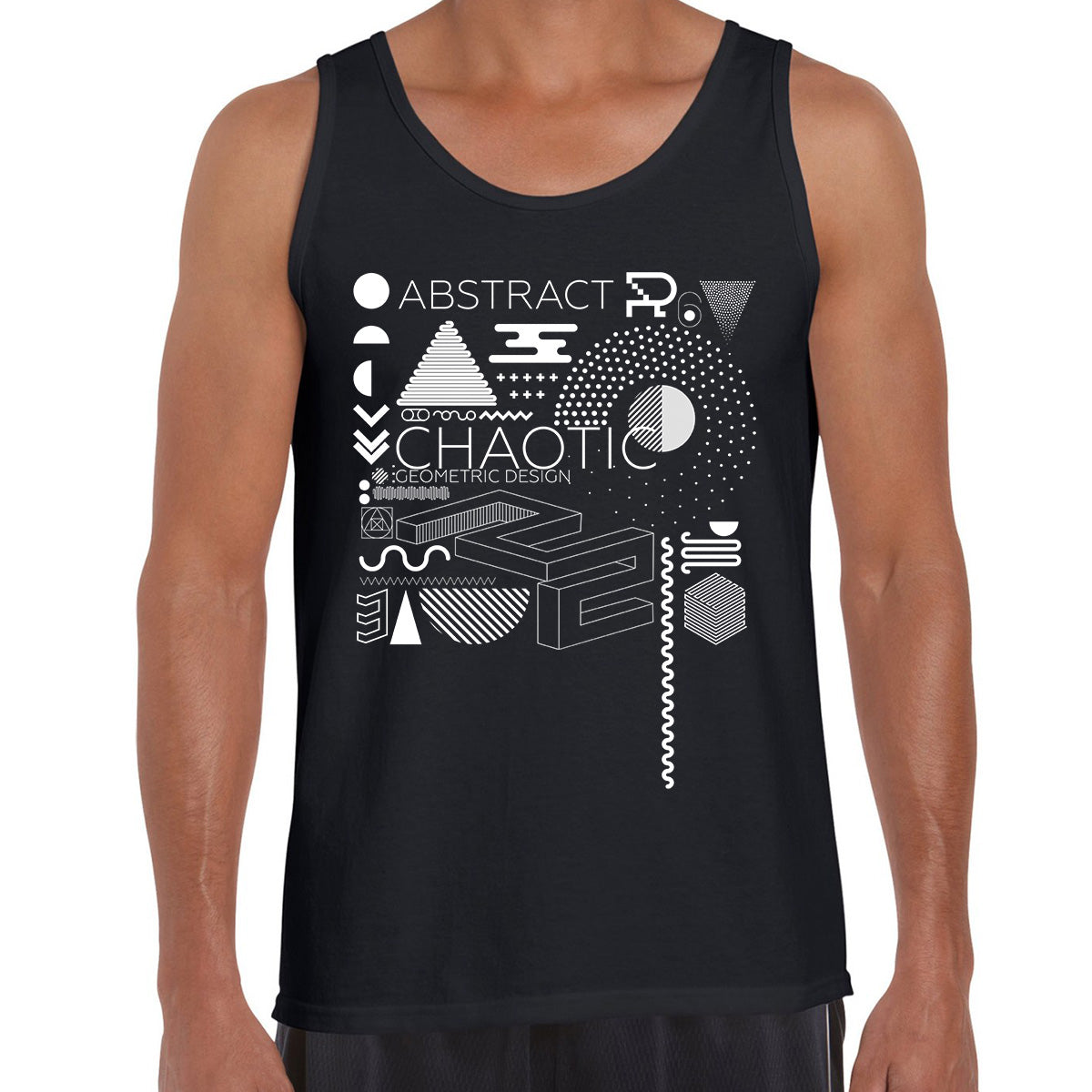 Minimal Isometric Art With Modern Geometric Composition White & BlackTank Top - Kuzi Tees