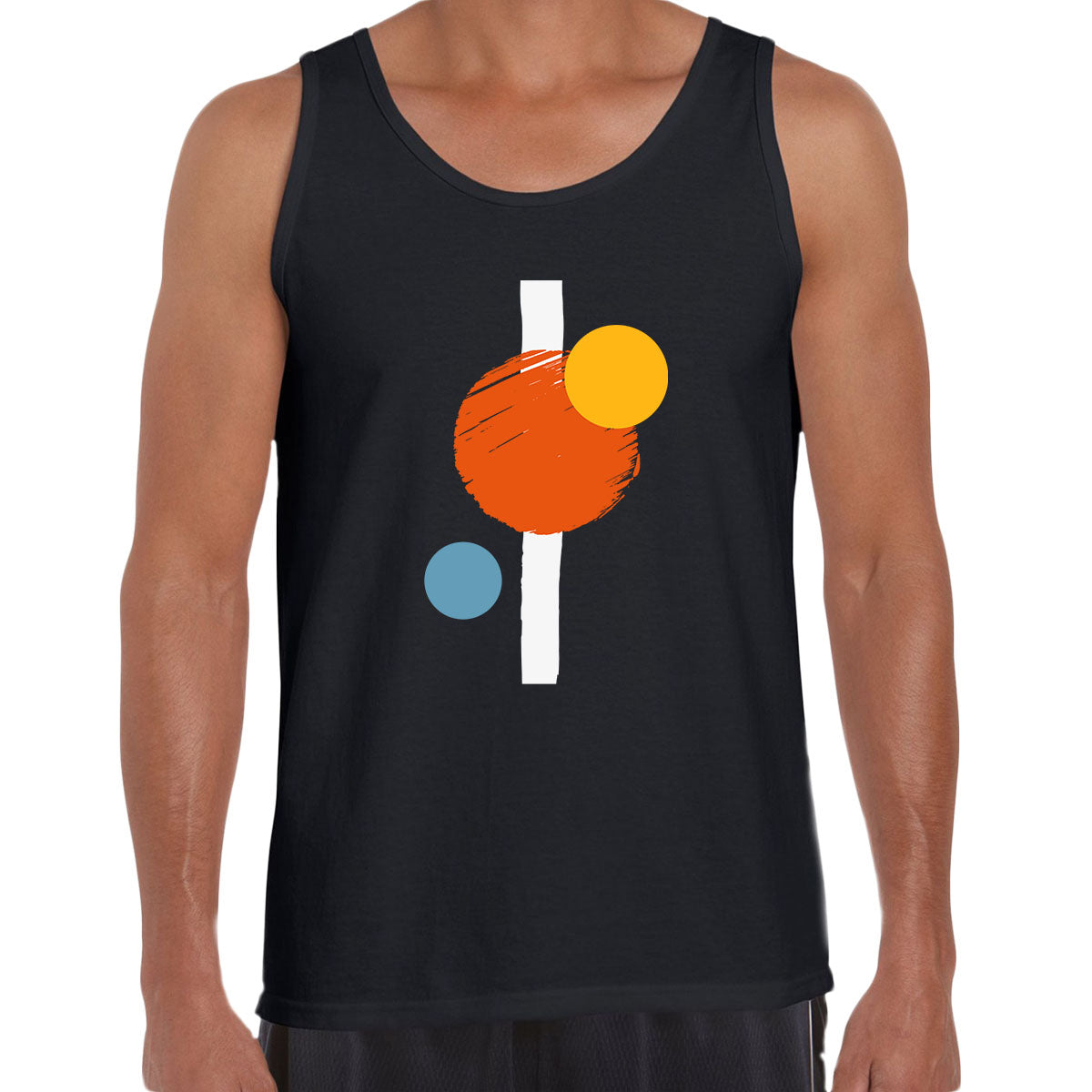 Minimal Colorful Art Print Tee Abstract Design Round Neck Funny Geometric Unisex Tank Top - Kuzi Tees