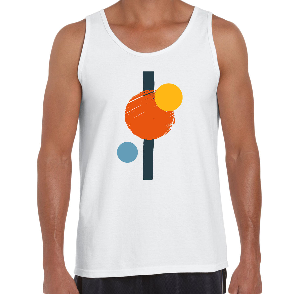Minimal Colorful Art Print Tee Abstract Design Round Neck Funny Geometric Unisex Tank Top - Kuzi Tees