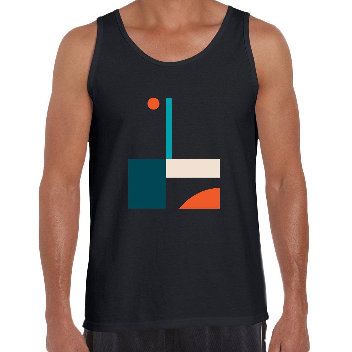 Basic Shapes Art Print Tee Abstract Design Round Neck Funny Unisex Tank Top - Kuzi Tees