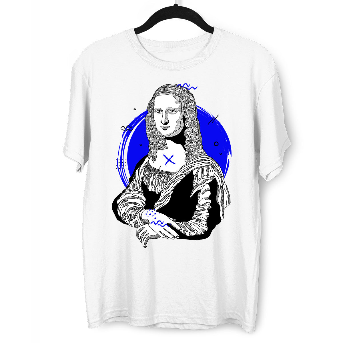 Mona Lisa Geometric Drawing T-Shirt - Creative Gioconda Leonardo da Vinci - Kuzi Tees