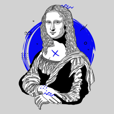 Mona Lisa Geometric Drawing T-Shirt - Creative Gioconda Leonardo da Vinci - Kuzi Tees