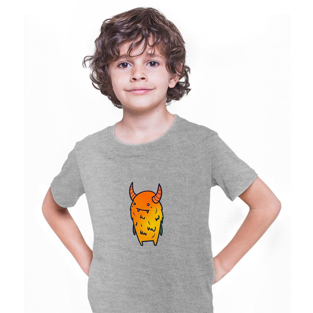 Angry Evil Monster Scary Eye Funny Gift Drawing Kids Printed T-Shirt for Kids - Kuzi Tees