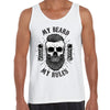 My Beard My Rules Cool Hipster Skull White and Black Tank Top - Kuzi Tees