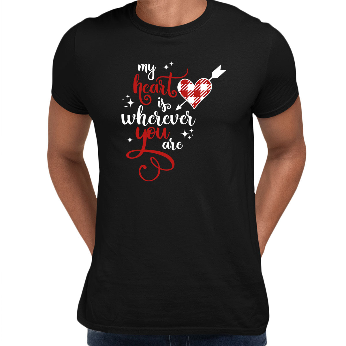 My heart is wherever you are Valentines Love T-shirt for men Unisex T-Shirt - Kuzi Tees