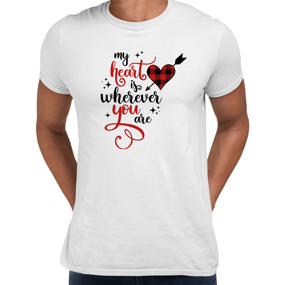 My heart is wherever you are Valentines Love T-shirt for men Unisex T-Shirt - Kuzi Tees