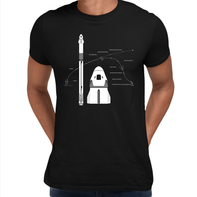 NASA SpaceX Falcon 9 Dragon Launch & Land - Black T-shirt for Space Geeks 2020 - Kuzi Tees
