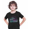 Japan art The Great Wave off Kanagawa Retro Neon Cyberpunk Crew Neck T-shirt for Kids - Kuzi Tees
