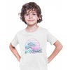 Japan art The Great Wave off Kanagawa Retro Neon Cyberpunk Crew Neck T-shirt for Kids - Kuzi Tees