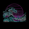 Japan art The Great Wave off Kanagawa Retro Neon Cyberpunk Crew Neck T-shirt for Kids - Kuzi Tees