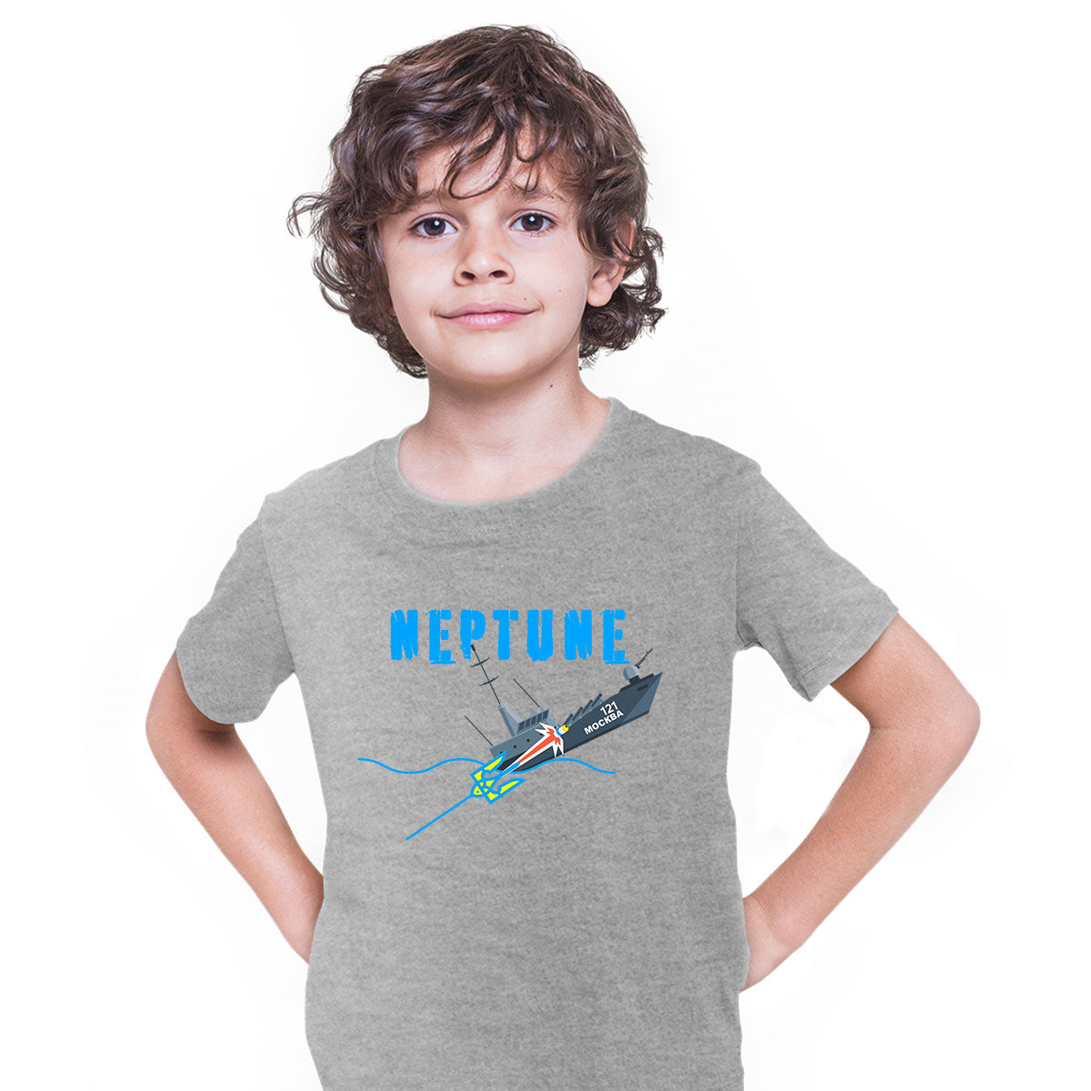 Ukraine Cruise Neptune Missile Damaged Russian Warship Moskow Kids T-Shirt - Kuzi Tees