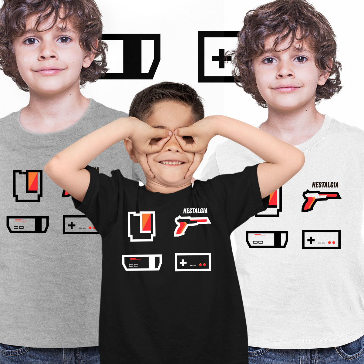 NES Nostalgia Gaming Players Kids T-shirt Nintendo Console Retro Gaming 1990 - Kuzi Tees
