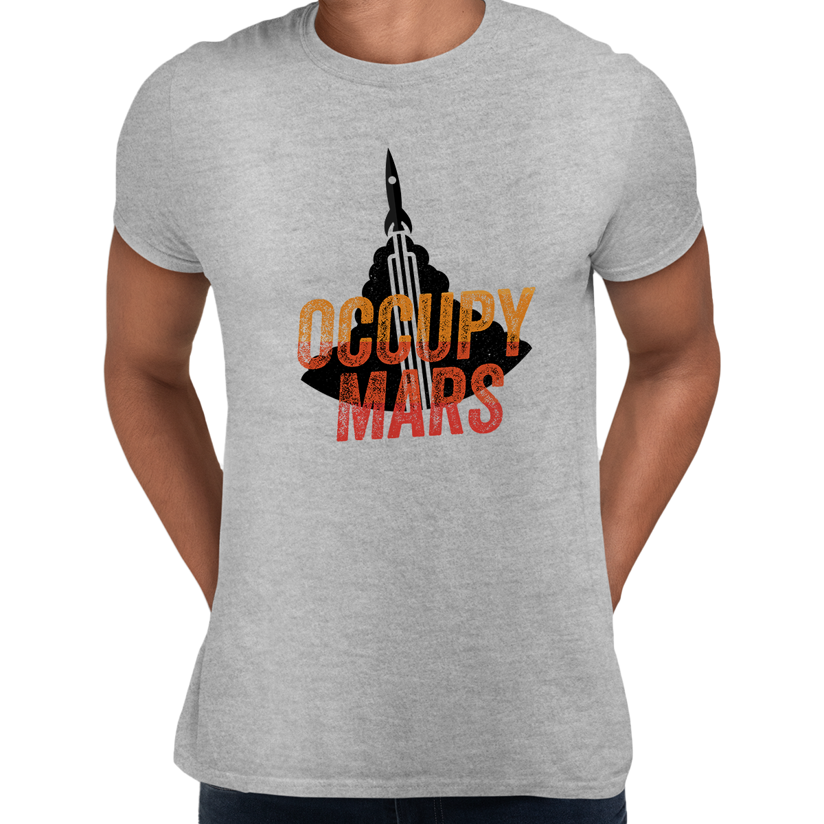 Occupy Mars Space Nasa Project SpaceX Rocket Stars Crew Neck T Shirt - Kuzi Tees