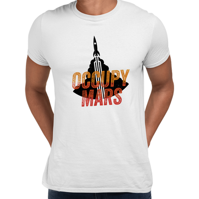 Occupy Mars Space Nasa Project SpaceX Rocket Stars Crew Neck T Shirt - Kuzi Tees