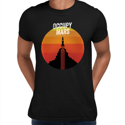 Occupy Mars Amazing Nasa Space SpaceX Rocket Stars Crew Neck T Shirt - Kuzi Tees