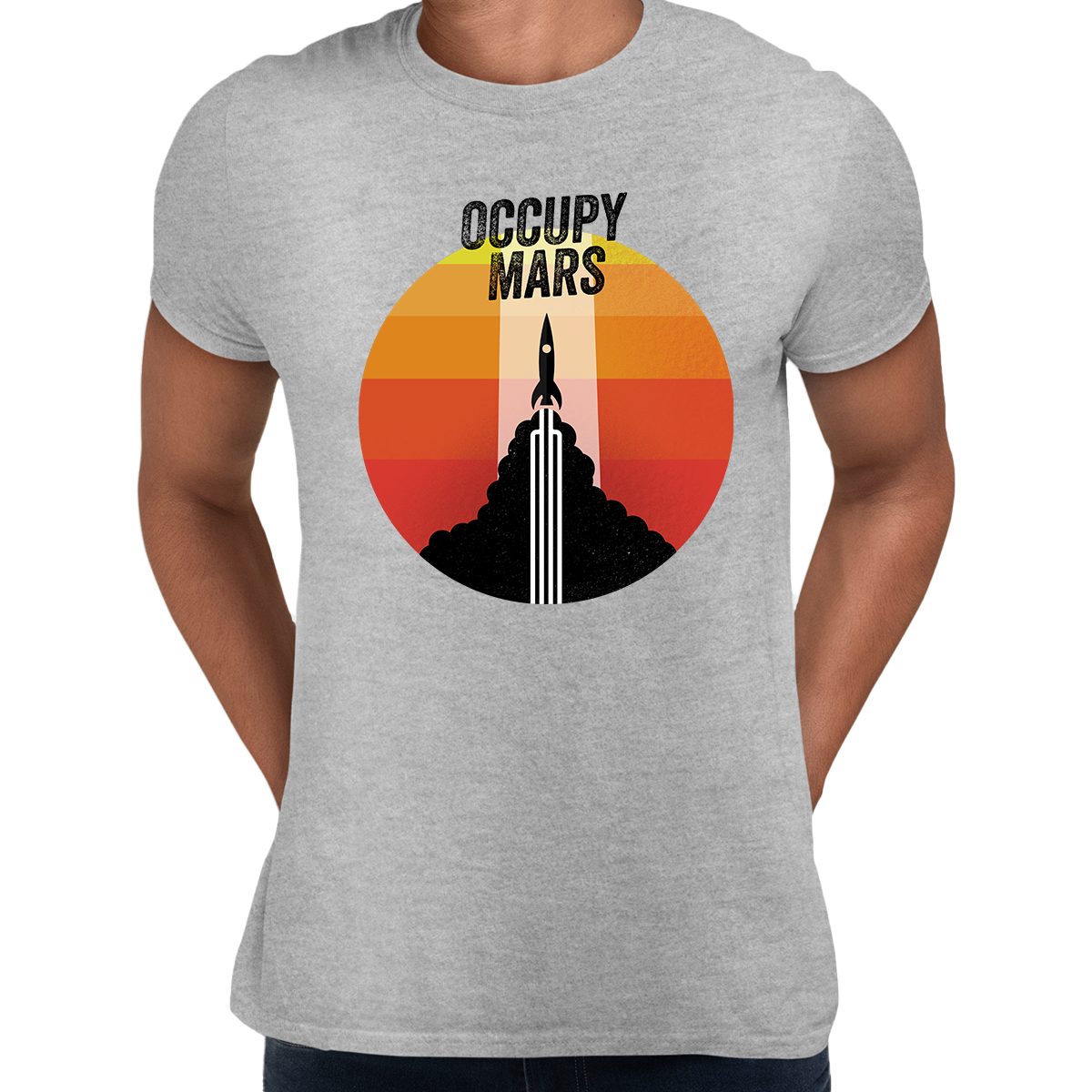 Occupy Mars Amazing Nasa Space SpaceX Rocket Stars Crew Neck T Shirt - Kuzi Tees