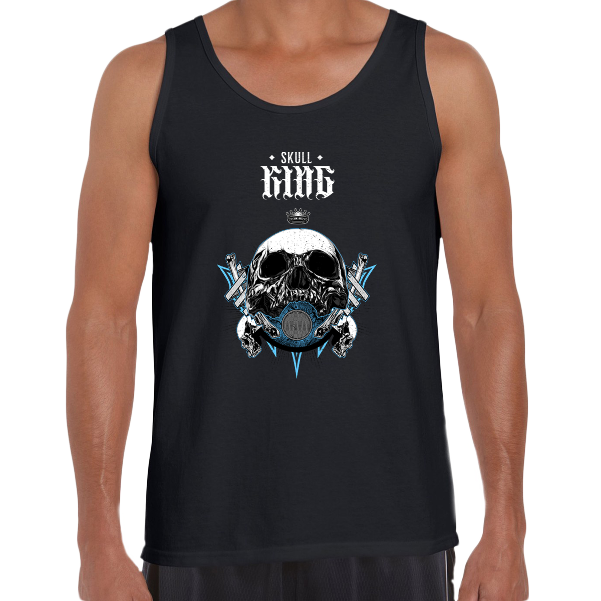 Old King Death Skull Bike Knighthood Grave Unisex Tank Top - Kuzi Tees