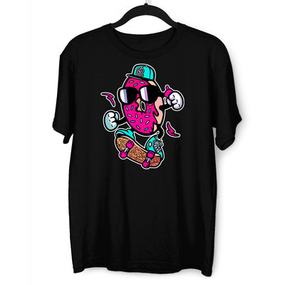 Old School Donut Skate Nostalgia 80's Shirt White Black & Grey Tee - Kuzi Tees