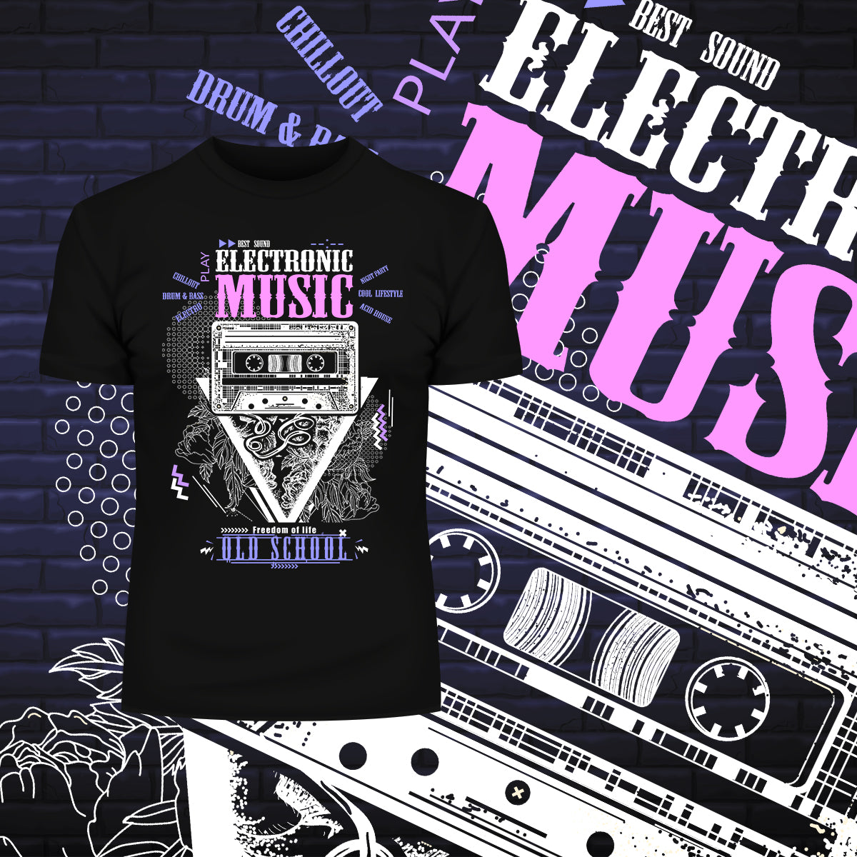 Old Skool Freedom of life Electronic Music Hipster T-Shirt - Kuzi Tees