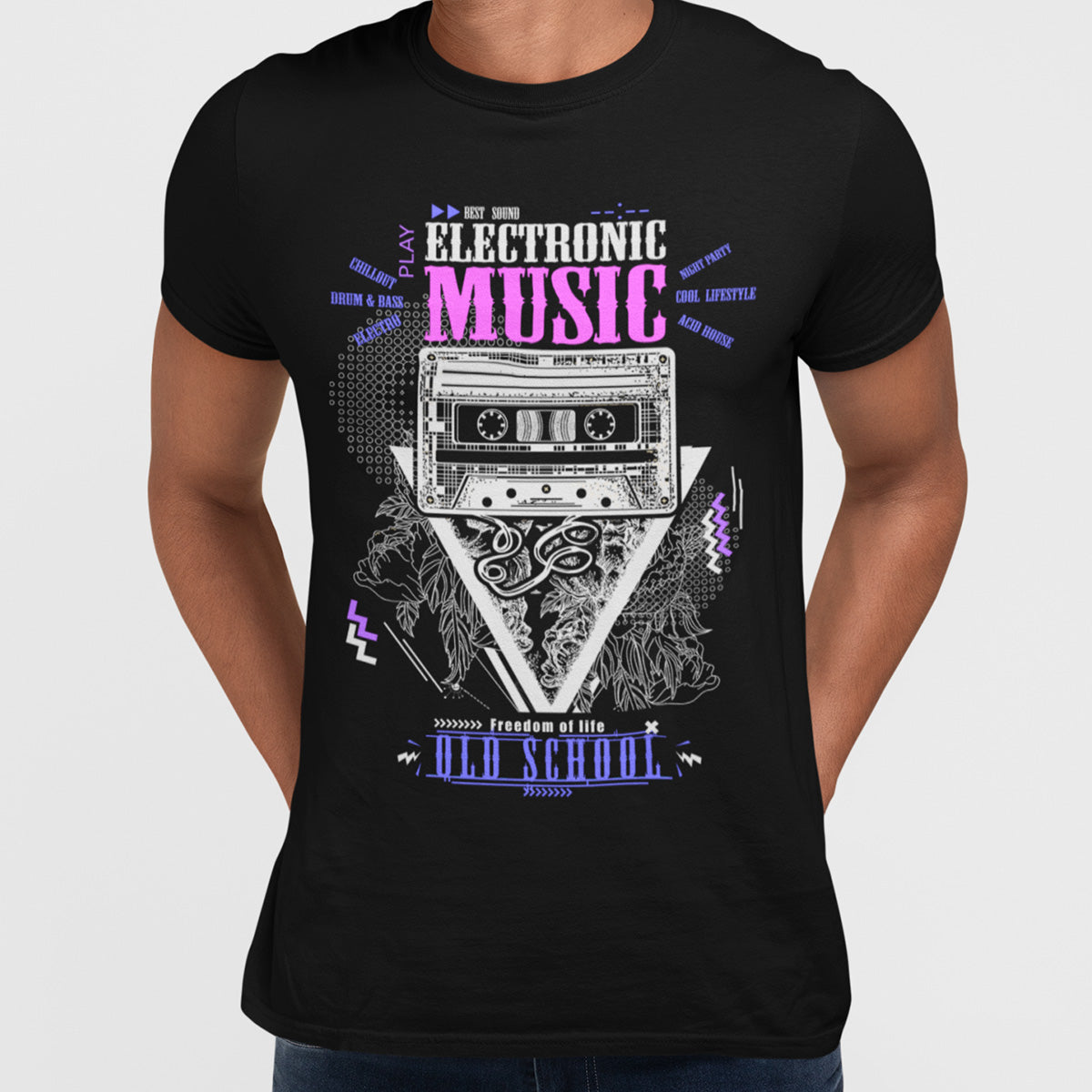 Old Skool Freedom of life Electronic Music Hipster T-Shirt - Kuzi Tees