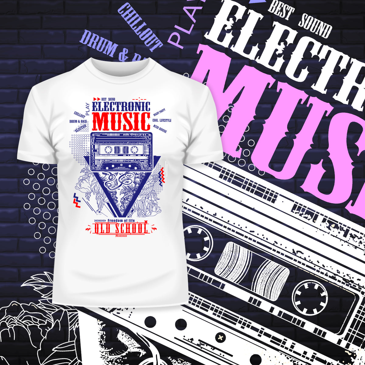 Old Skool Freedom of life Electronic Music Hipster T-Shirt - Kuzi Tees