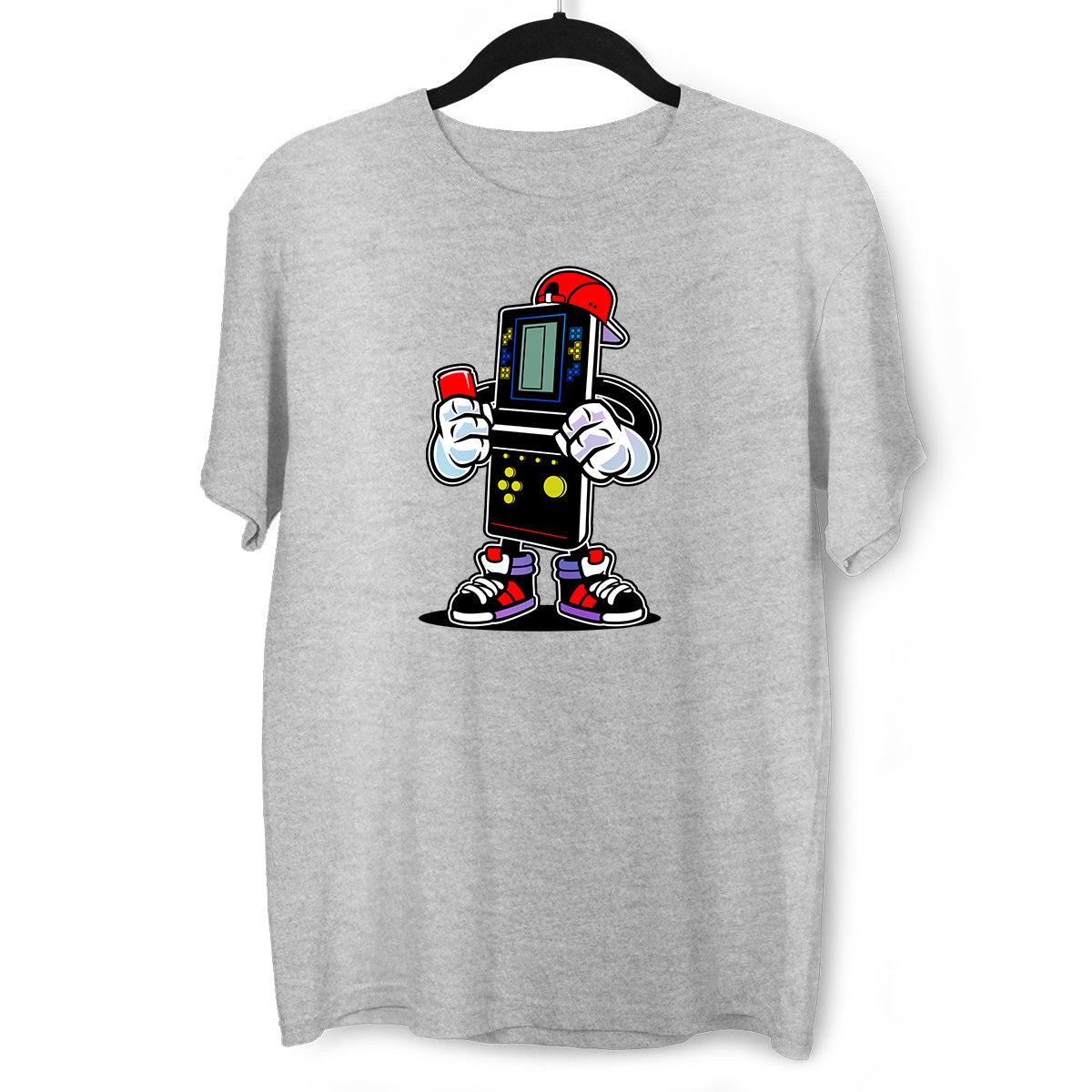 Old School Nintendo Game Boy Nostalgia Tetris White Black & Grey T-shirt - Kuzi Tees