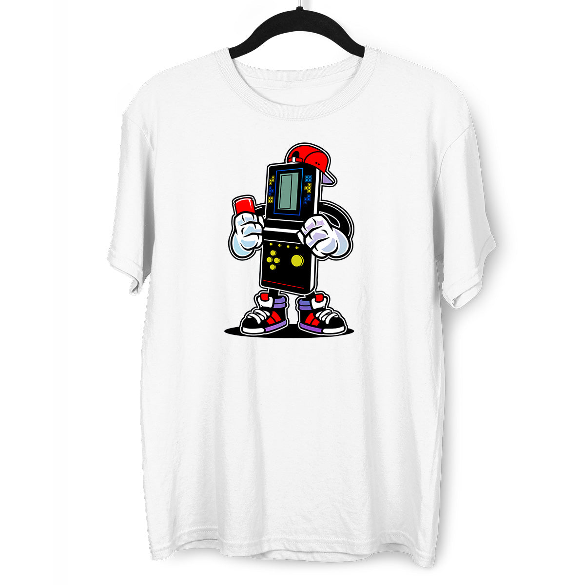 Old School Nintendo Game Boy Nostalgia Tetris White Black & Grey T-shirt - Kuzi Tees