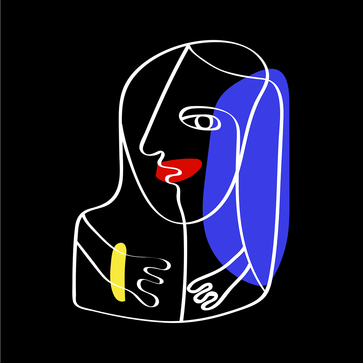 Old Skool Minimalist One Line Abstract Abstract Portrait Three - Kuzi Tees