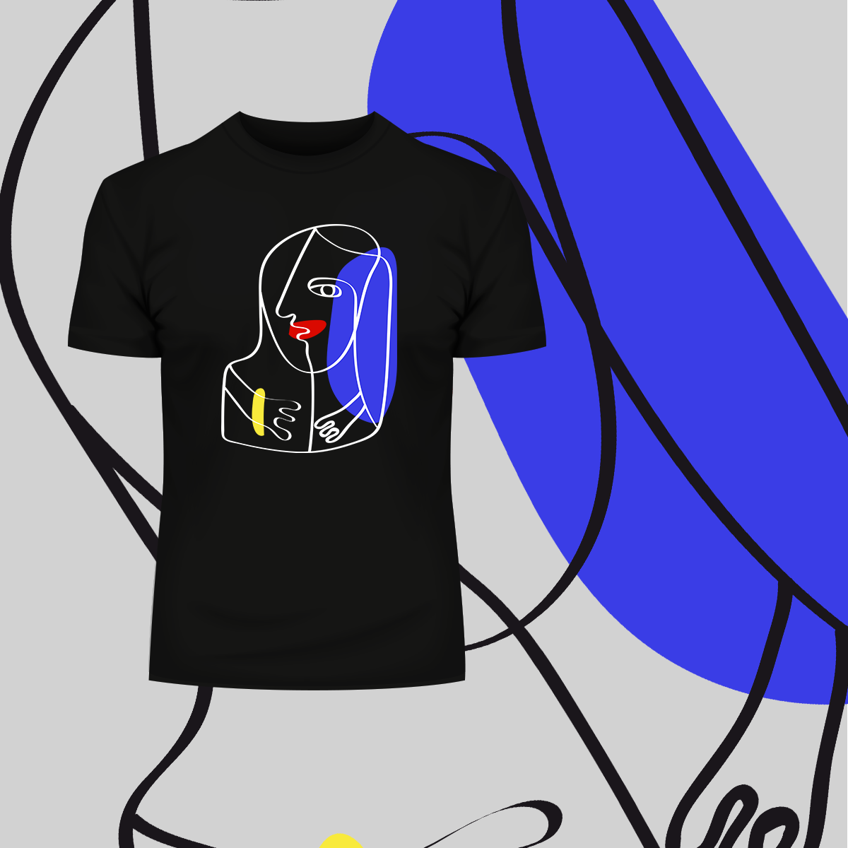 Old Skool Minimalist One Line Abstract Abstract Portrait Three - Kuzi Tees