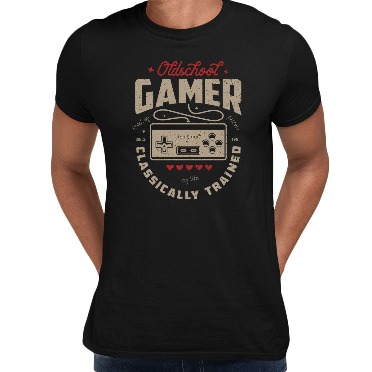 Mens Gaming T-Shirt Old School Gamer Retro Video Game Oldschool Gamer Unisex T-Shirt - Kuzi Tees