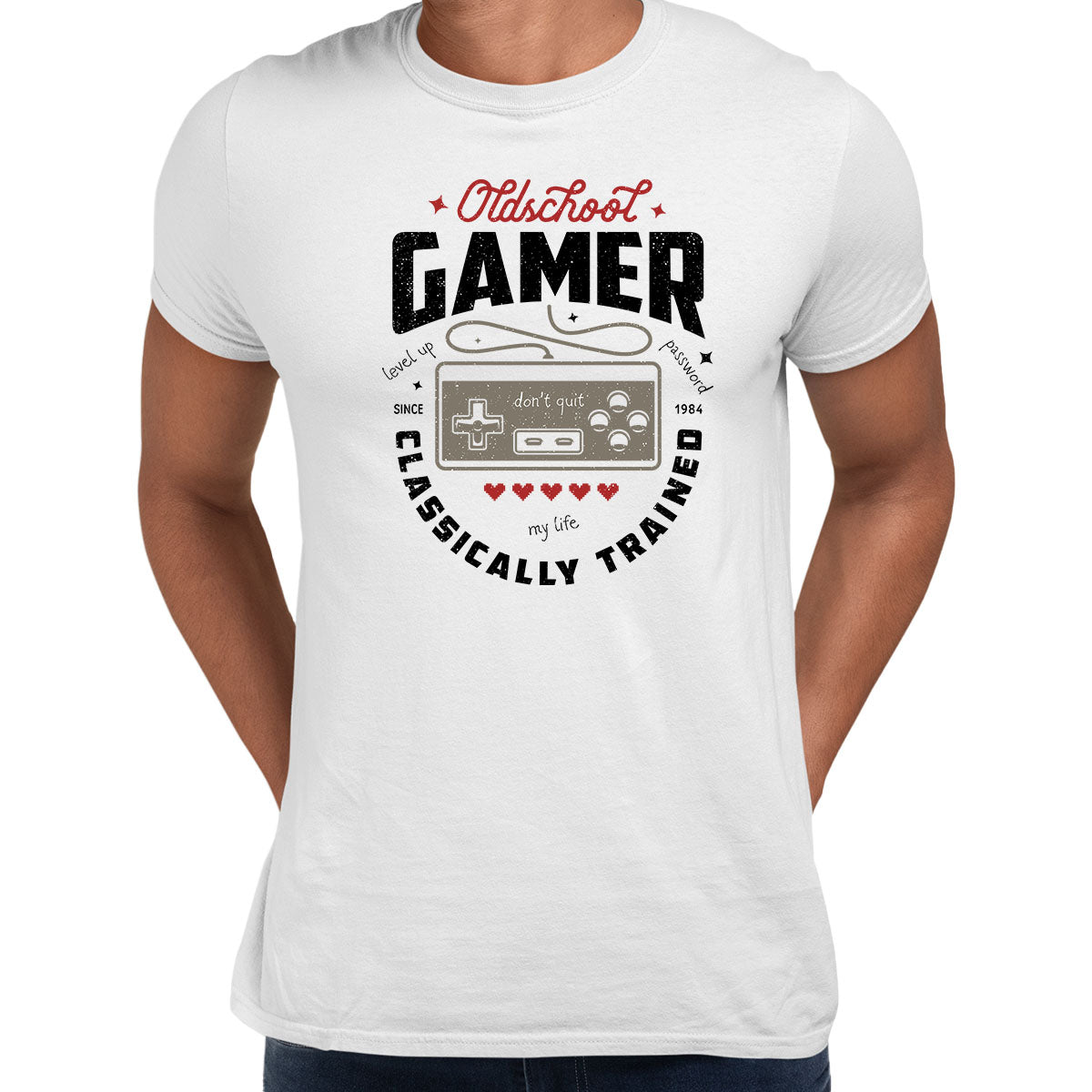 Mens Gaming T-Shirt Old School Gamer Retro Video Game Oldschool Gamer Unisex T-Shirt - Kuzi Tees