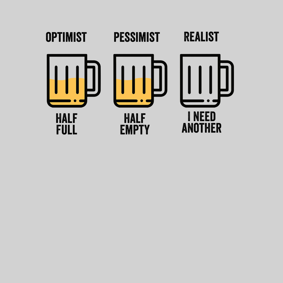 Optimist Pessimist Realist Mens Funny T-Shirt Novelty Joke T-Shirt Rude Gift Him Dad Birthday Slogan Unisex T-Shirt - Kuzi Tees