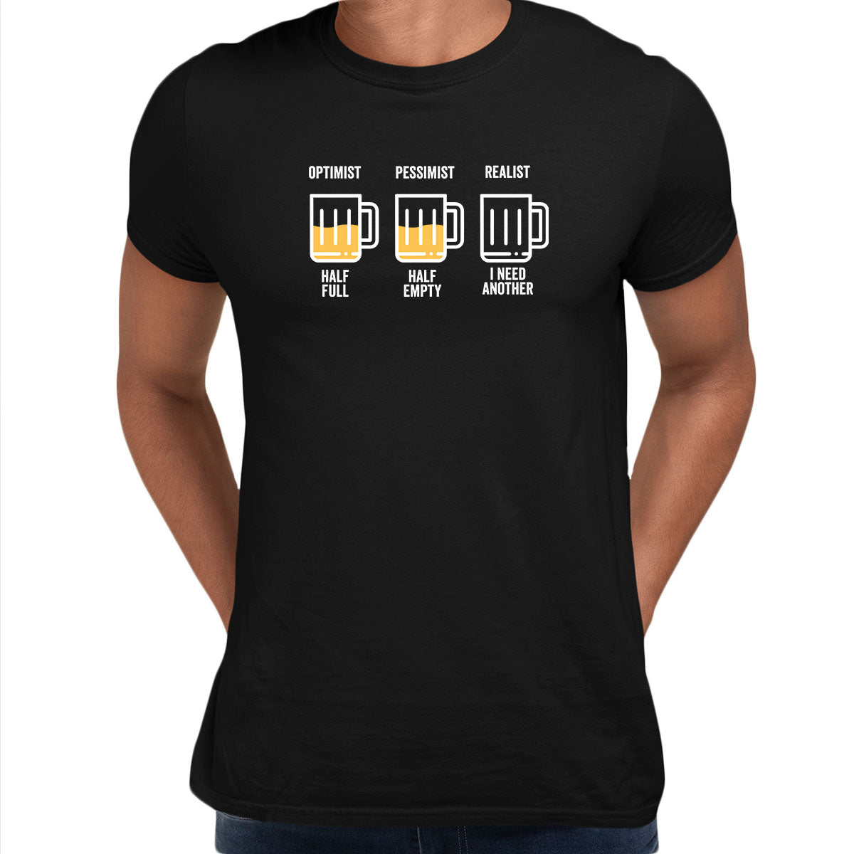 Optimist Pessimist Realist Mens Funny T-Shirt Novelty Joke T-Shirt Rude Gift Him Dad Birthday Slogan Unisex T-Shirt - Kuzi Tees